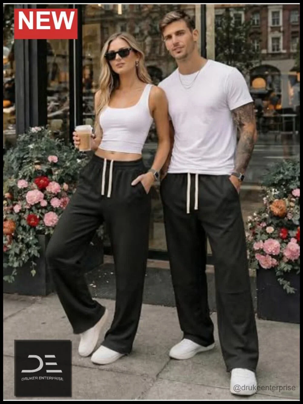 Men's Baggy Sweatpants Straight Leg Drawstring Soft Fabric Lounge Pants Deep